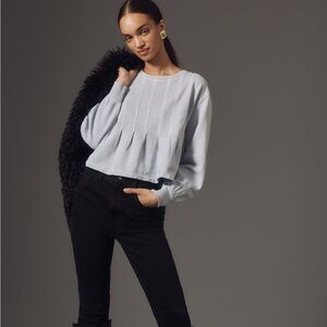 Pilcro Pastel Blue Pleated Crewneck Sweatshirt